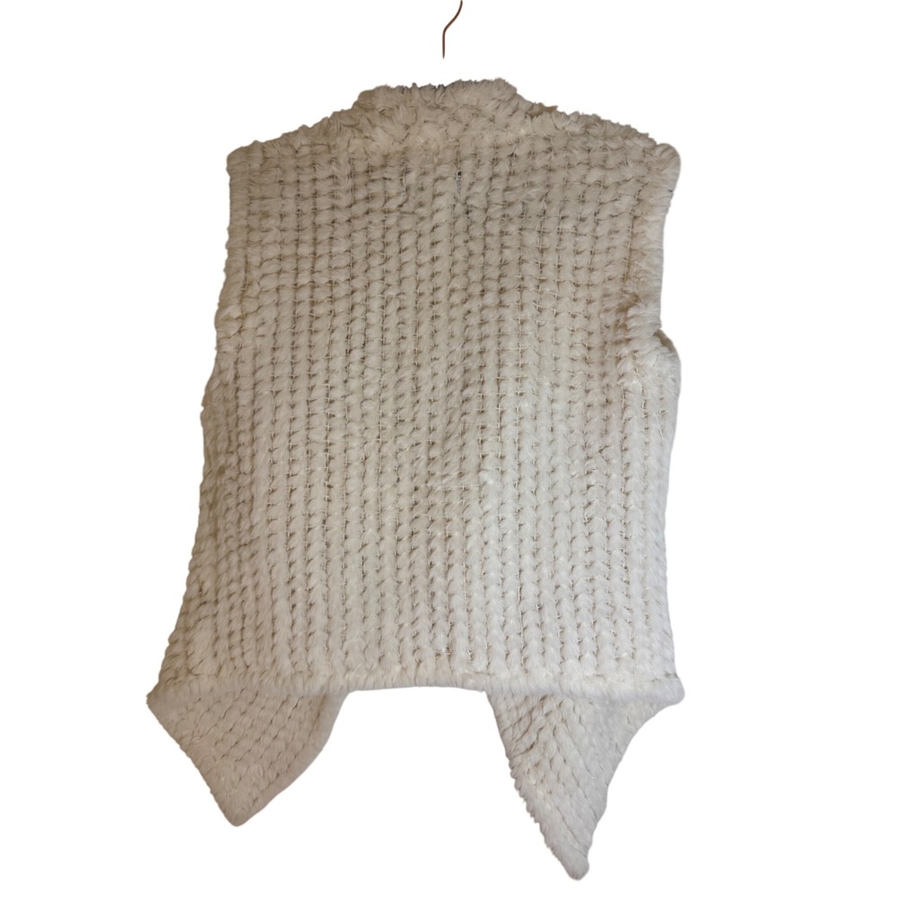 Dolce Cabo Cream Furry Knitted Open Front Vest Women's S/M - Picture 5 of 10
